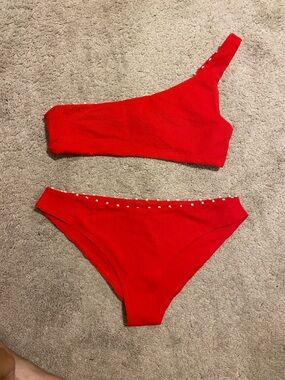 Marysia one shoulder bikini red size s